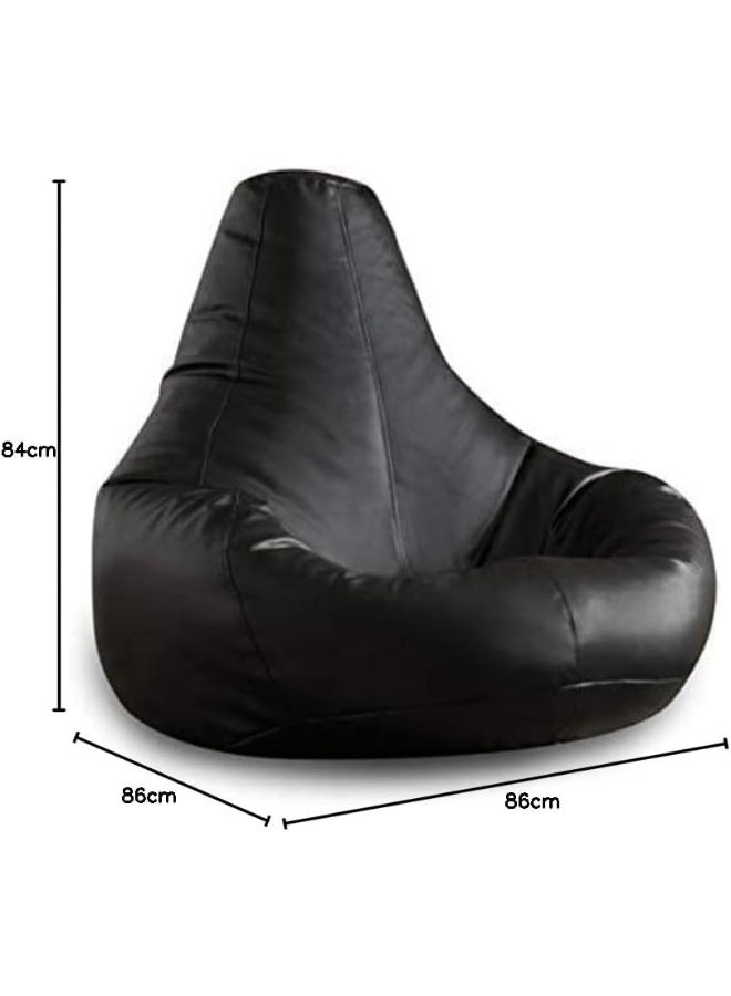 Generic Poppins HOME Bean bag Back Support Pu Leather Large For adult with filling (Black)  - Image 2