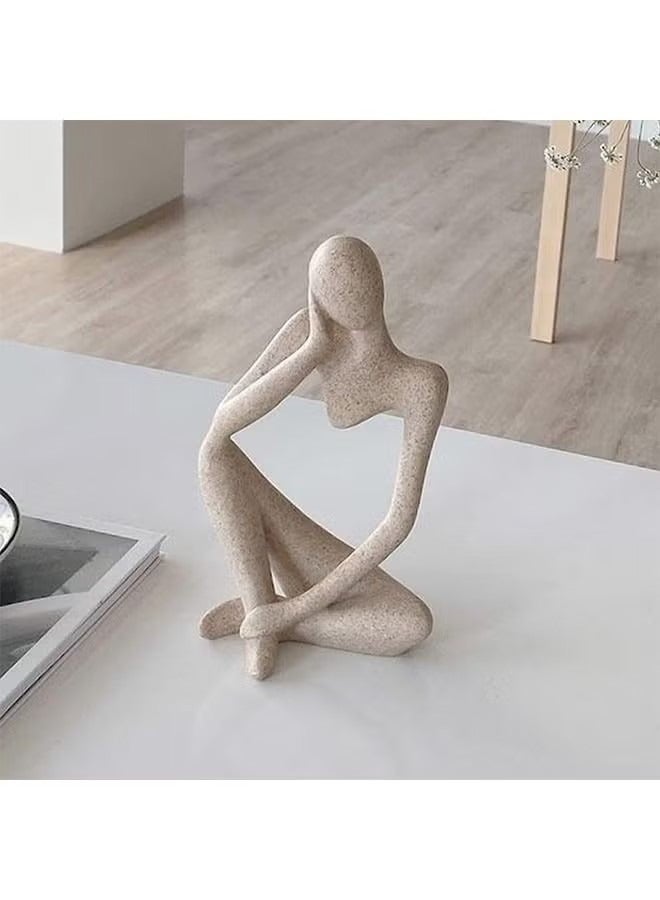 Thinker Statues and Sculptures, Abstract Style Sculptures, Sandstone Resin Ornaments, Housewarming Gifts and Decorations, Living Room Dining Desk Decorations(Right, Large)  - Image 1