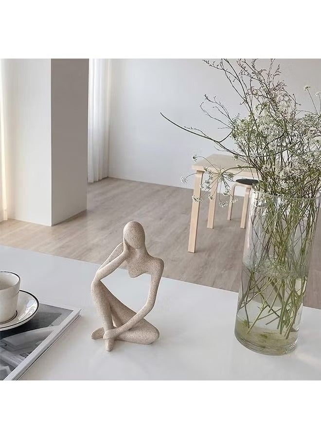 Thinker Statues and Sculptures, Abstract Style Sculptures, Sandstone Resin Ornaments, Housewarming Gifts and Decorations, Living Room Dining Desk Decorations(Right, Large)  - Image 3