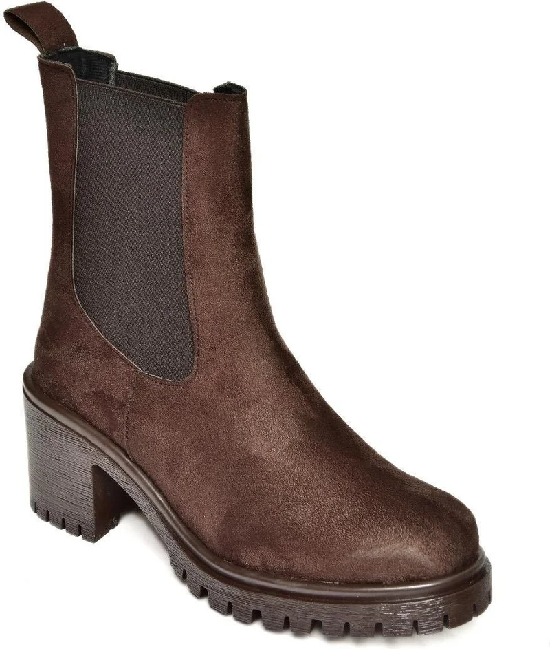 فوكس شوز T726981602 Brown Suede Elastic Thick Heel Women's Boots