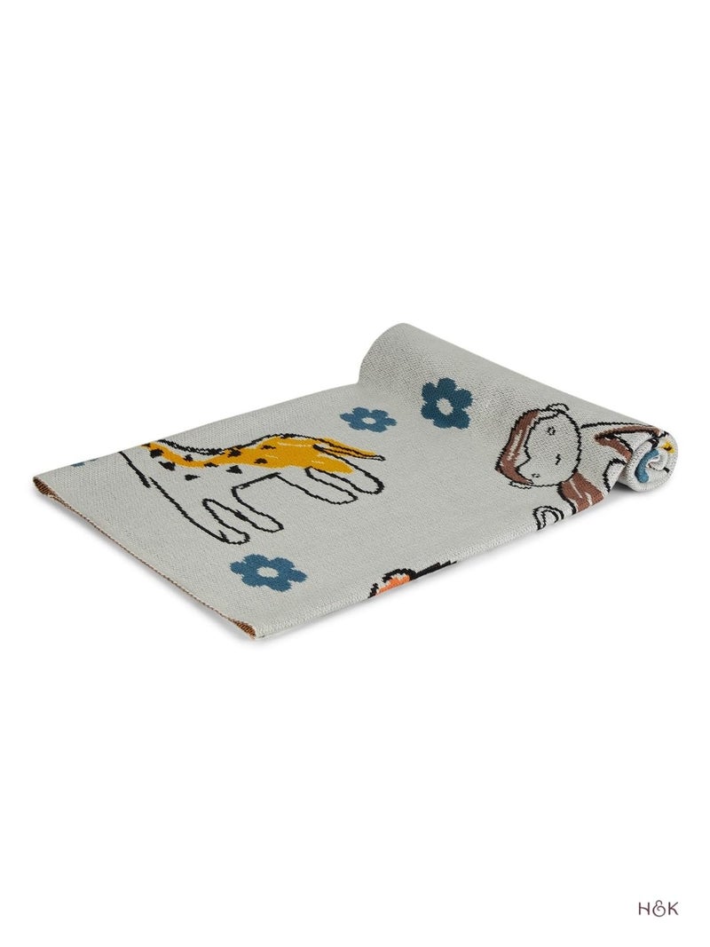 haus & kinder Knitted Baby Blanket, Soft Breathable Baby Blankets Newborn, Premium Baby Blanket for 0-2 Years, Cozy Blankets for Crib, Nursery & Stroller, New Born Baby Essentials | Zoo Cuddle - Image 3
