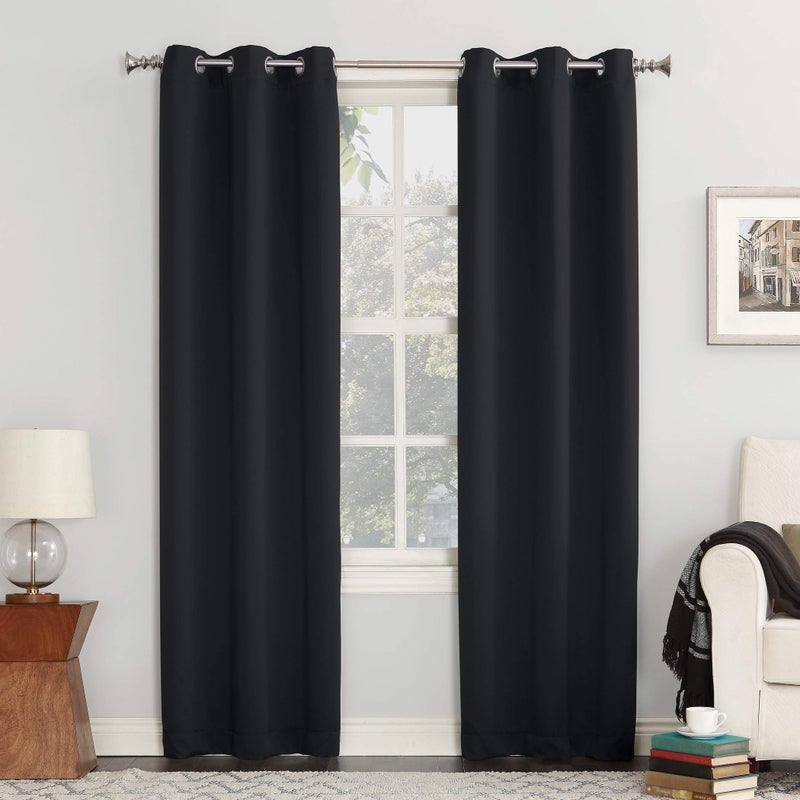 Sun Zero Easton Energy Saving Blackout Grommet Curtain Panel 40 x 63 Black