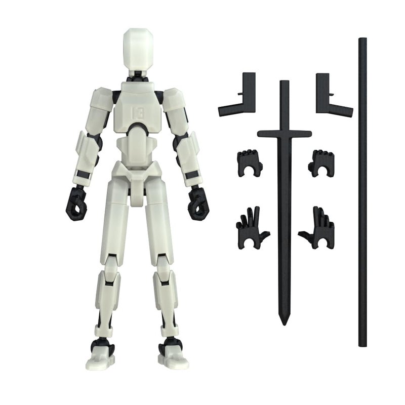 MerryXD Titan 13 Action Figure,Assembly Completed Dummy 13 Action Figure Lucky 13 Action Figure T13 Action Figure 3D Printed Multi-Jointed Movable, Nova 13 Action Figure Toy Grow in The Dark White - Image 2