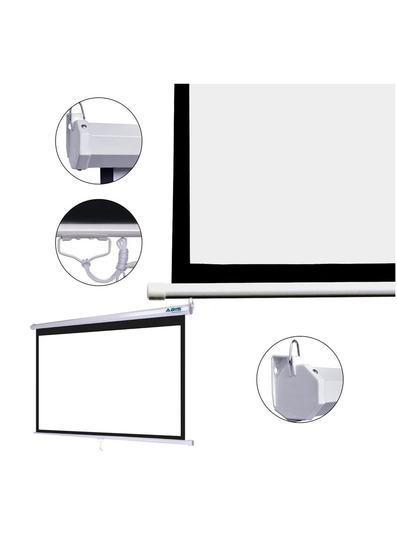iView 172×130 cm (86″) Manual Pull‑Down Projection Screen – 4:3 Format, MaxWhite Matte Surface, Spring Auto‑Lock, Dual Wall/Ceiling Mount, Black Masking Borders - Image 2