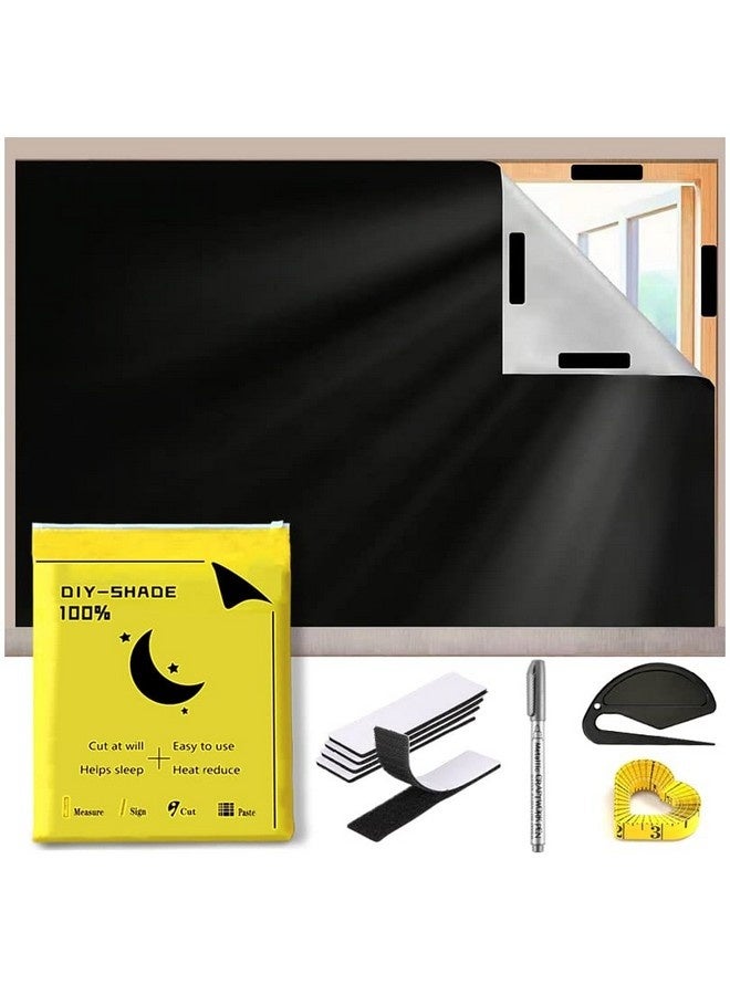 Beauenty Portable Blackout Curtains, DIY Blackout Blinds with Cutter, No Drill, 100% Black Out Curtain, Blackout Shades for Bedroom, Travel, Baby Nursery, Office (145*100cm) - Image 1