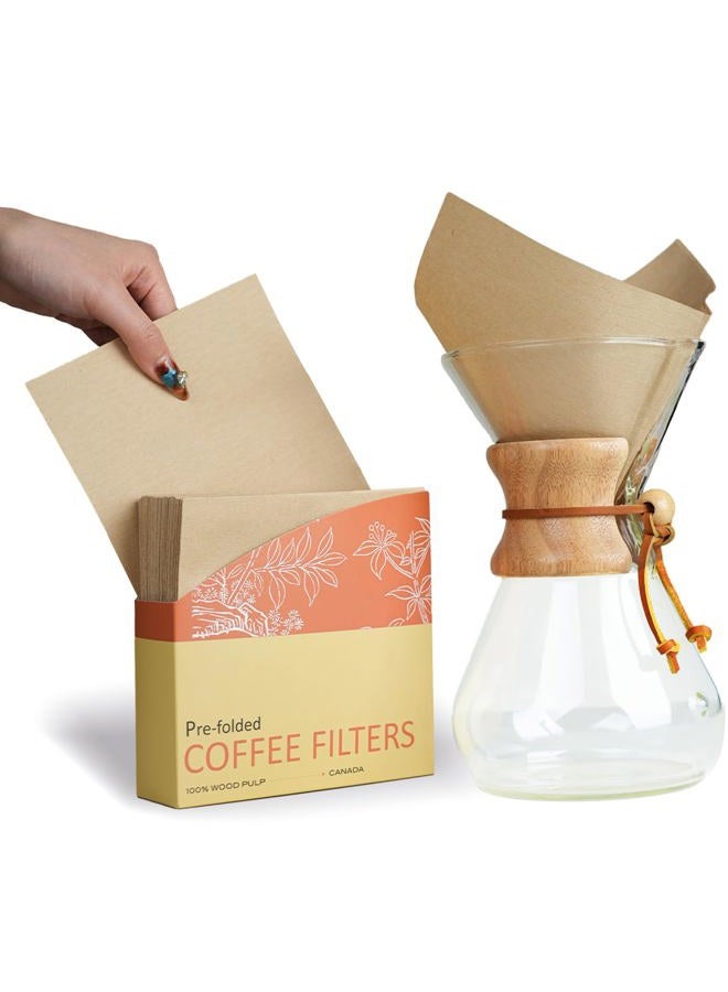 Bake Choice Pre-folded Natural Unbleached Coffee Filters - 50 Pack, Compatible with CHEMEX Pour-Over Coffee Makers - Image 1
