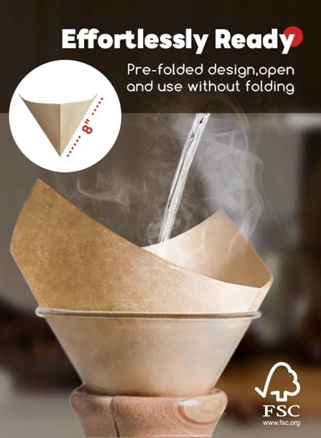 Bake Choice Pre-folded Natural Unbleached Coffee Filters - 50 Pack, Compatible with CHEMEX Pour-Over Coffee Makers - Image 3