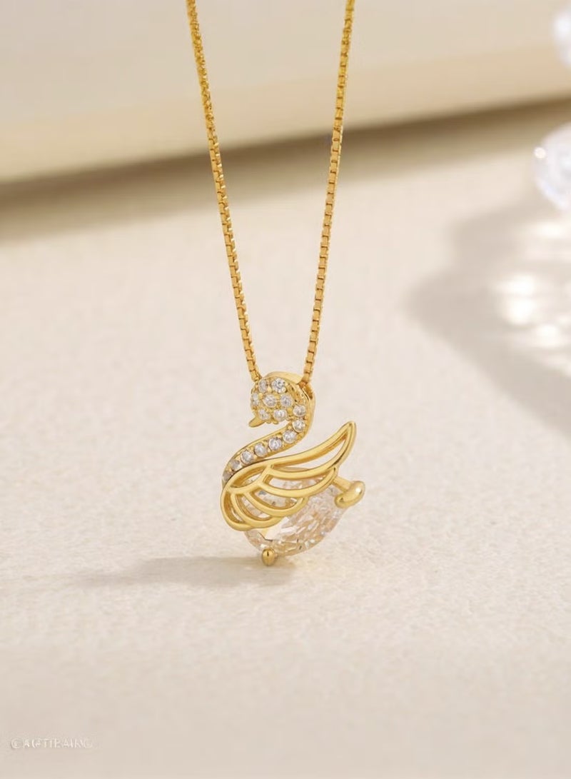 KevKev Swan Crystal Necklace - 18K Gold Plated Titanium Steel Chain，Valentine's Day birthday gift, suitable for Women girls - Image 3