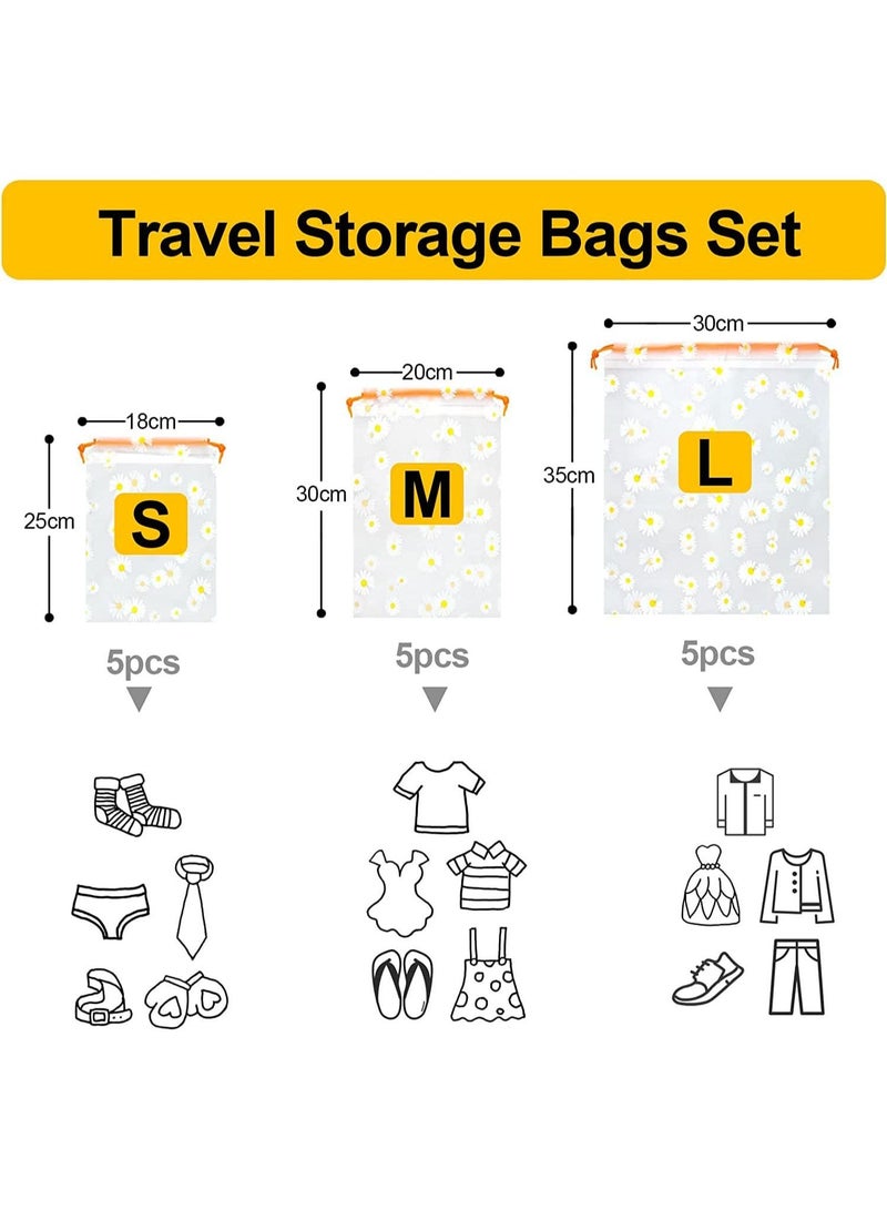 Arabest Travel Shoe Bags, Waterproof Drawstring Storage Bags, Reusable Space Saver Storage Bag for Toys Shoe Clothes Towel 3 Sizes 15Pcs - Image 5