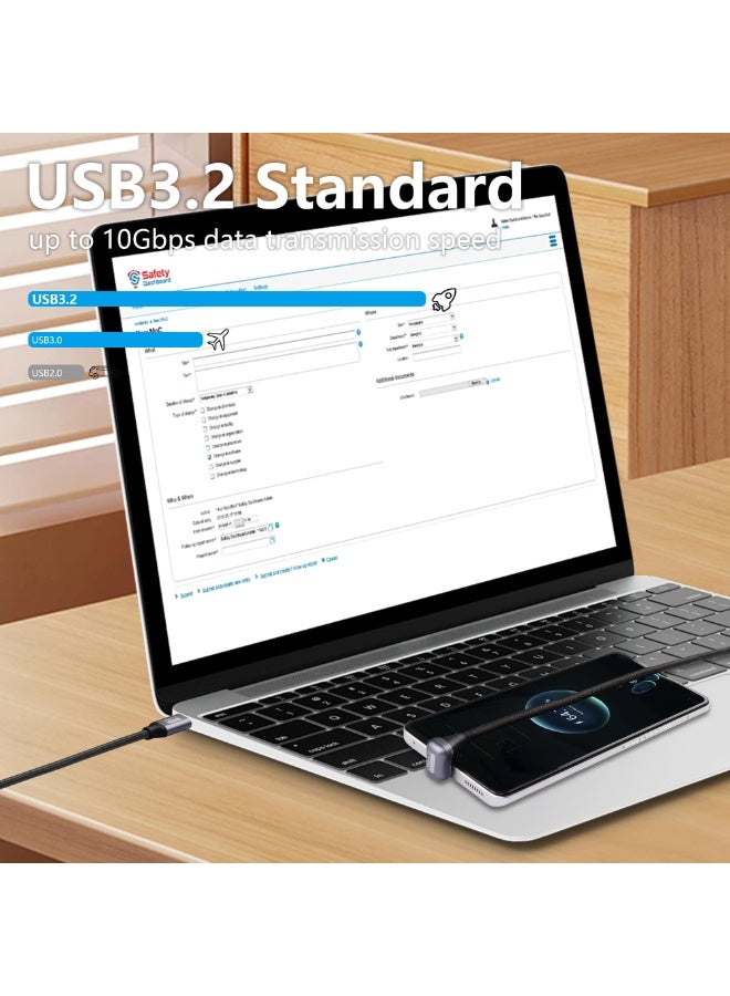 SinLoon USB C to C Cable 100W Opposite U Shape Back Angled Type C Male to Male Extension Cable Data Cord 10Gbps Fast Charging Nylon Braided for C Devices (1.5M/4.9FT) - Image 4