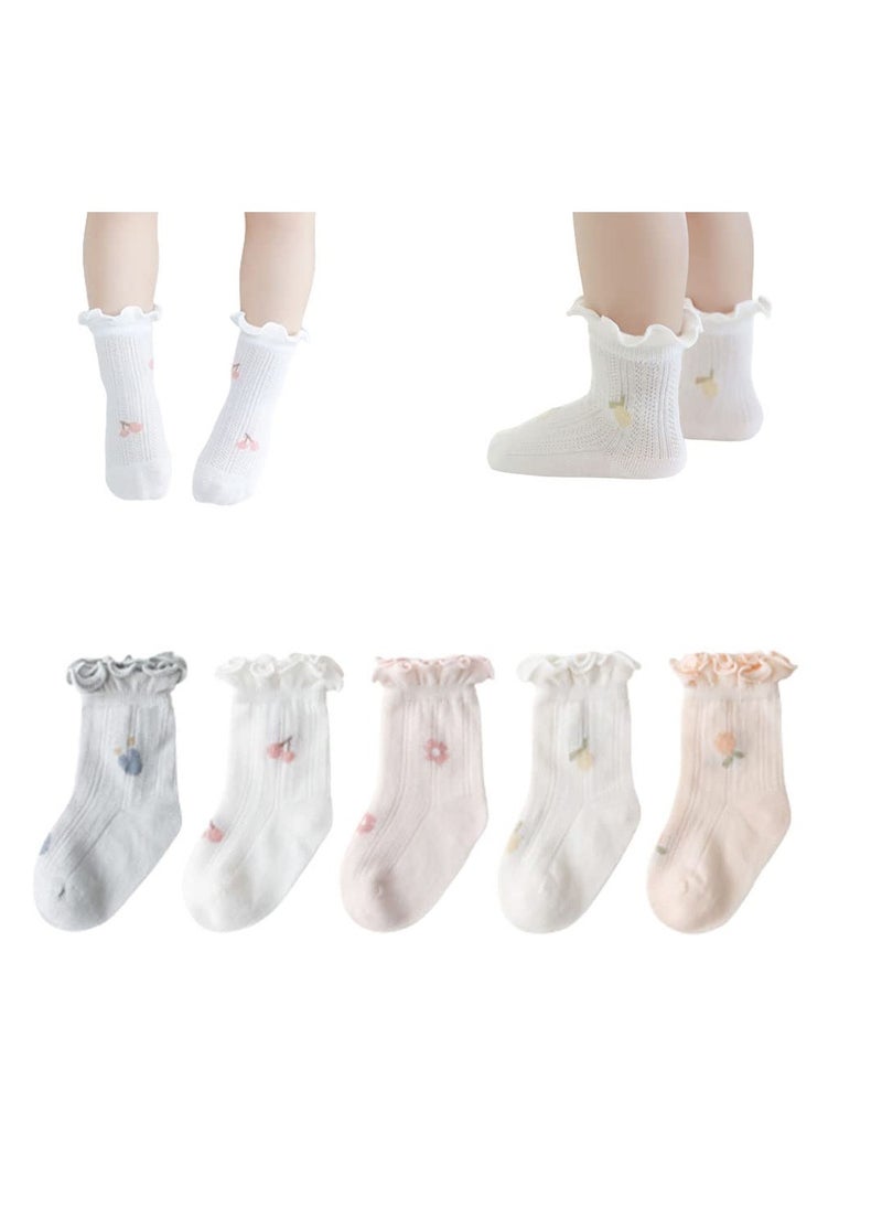 SYOSI - Girls Socks Toddlers Ruffle Socks Frilly Socks for Toddler Girls Cute Summer Cotton Mesh Socks - Image 1