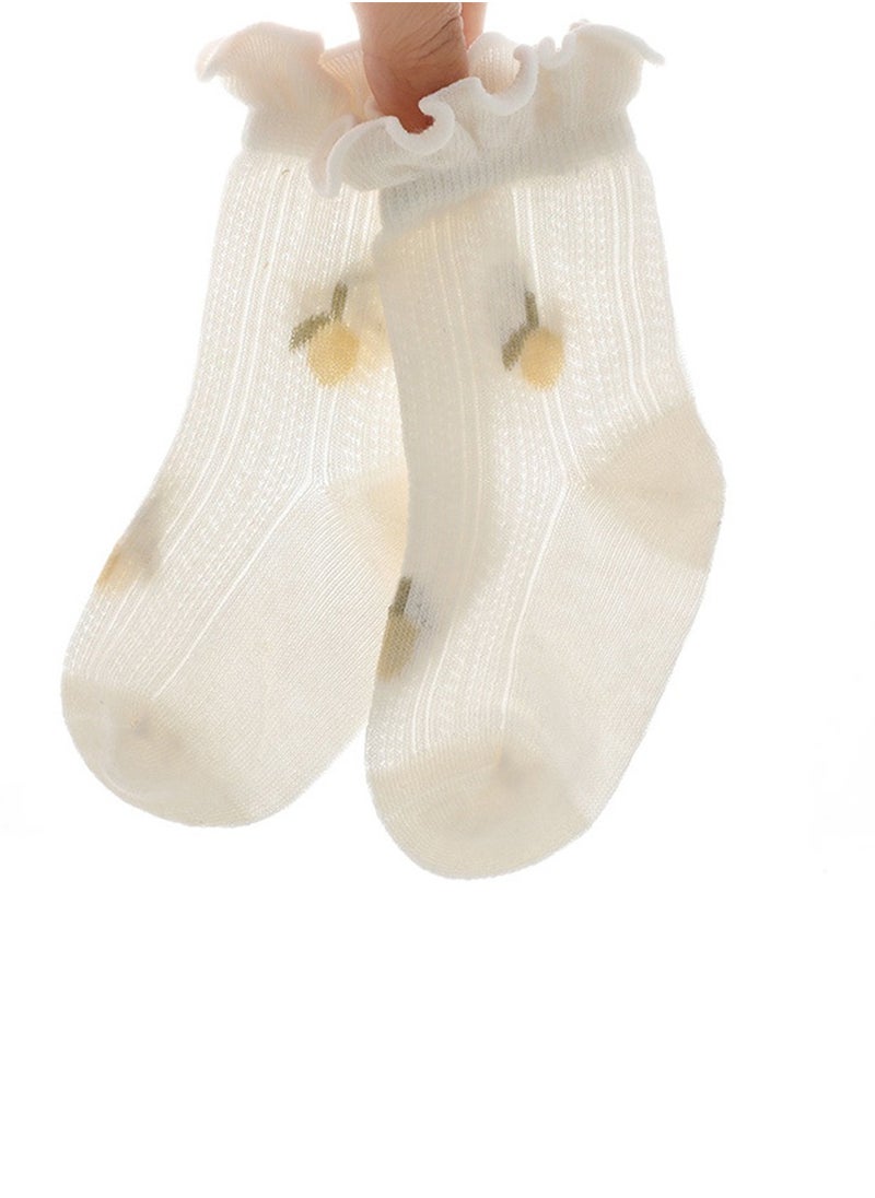 SYOSI - Girls Socks Toddlers Ruffle Socks Frilly Socks for Toddler Girls Cute Summer Cotton Mesh Socks - Image 1