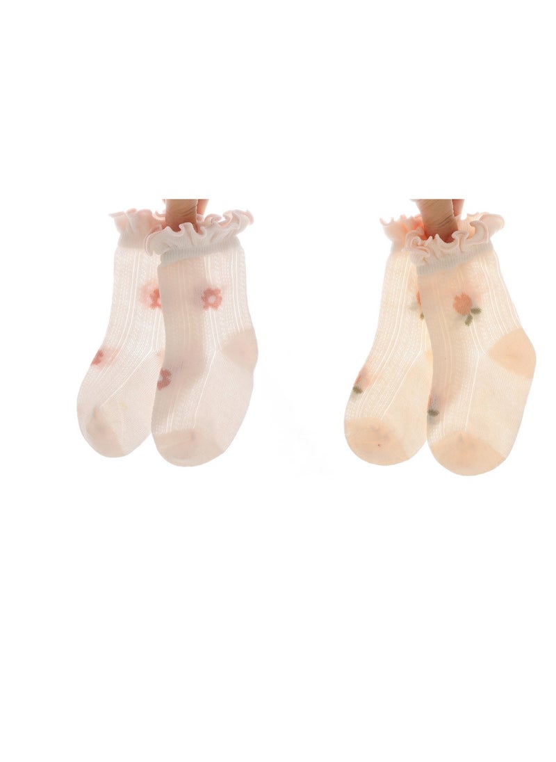 SYOSI - Girls Socks Toddlers Ruffle Socks Frilly Socks for Toddler Girls Cute Summer Cotton Mesh Socks - Image 1