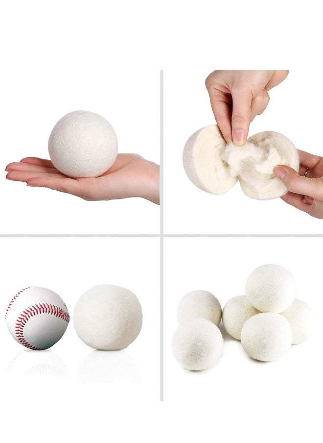 Generic - Wool Dryer Balls, Wool Balls Clothes Dryer Laundry Softener Dehumidification Decrease Drying Time Washing Reusable Static Free, Baby Safe, Saving Energy & Time, White 6 Count - Image 1