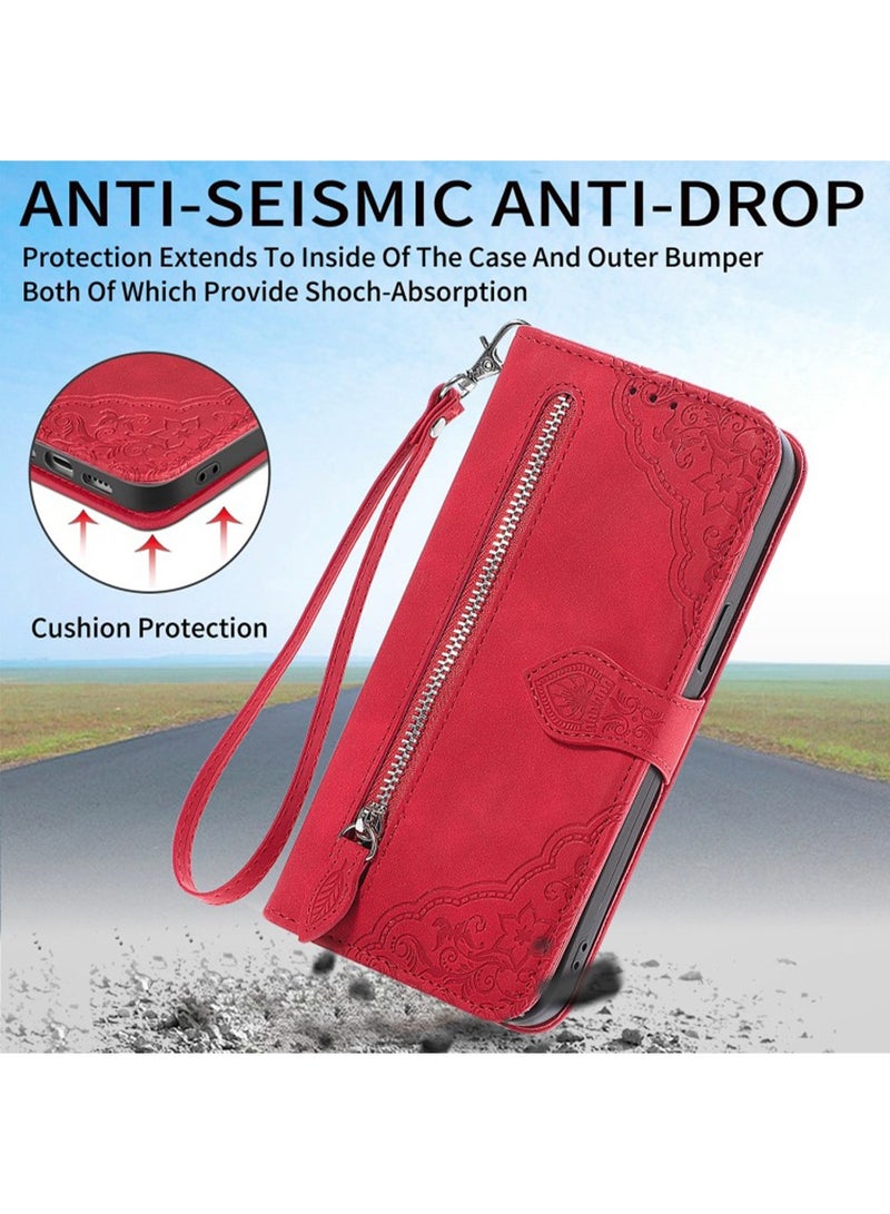 iPhone 15 Pro Max Leather Case Wallet Flip Cover Card Slots Magnetic  Stand Phone Holder Function Fold Shockproof Protective Full Protection Comfortable Hold Accessory for iphone 15 Pro Max  - Image 5
