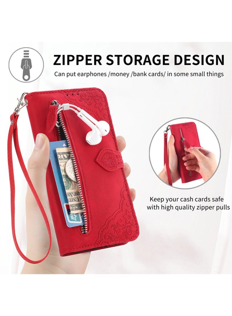 iPhone 15 Pro Max Leather Case Wallet Flip Cover Card Slots Magnetic  Stand Phone Holder Function Fold Shockproof Protective Full Protection Comfortable Hold Accessory for iphone 15 Pro Max  - Image 3