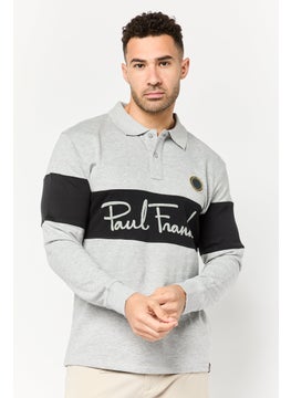 Paul Frank Men Regular Fit Long Sleeve Brand Logo Polo Shirt, Multicolor  - Image 1