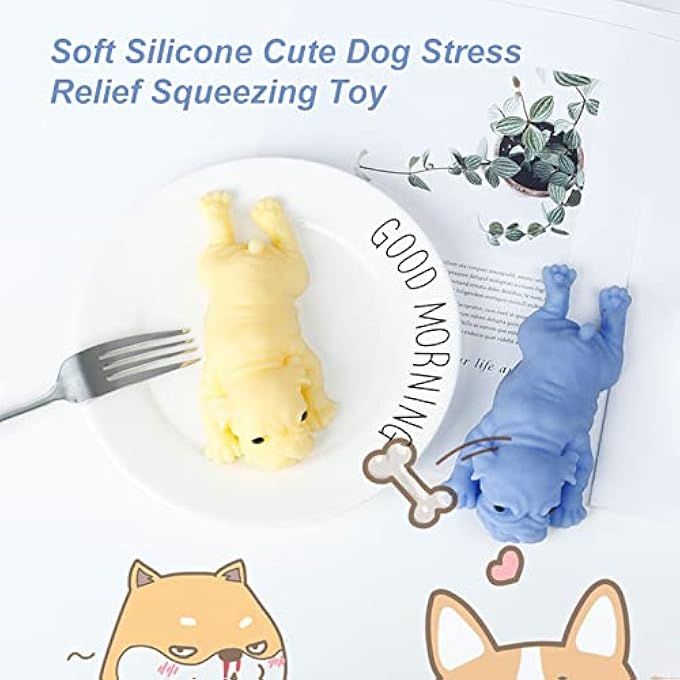 OUNA S-quishy Stress Balls Toy Anti-Stress Squeezing Balls Cute Dog Design Slow Rebound P-inch Toys for Girls Boys Kids Home Party Decoration Present Gift - Image 2