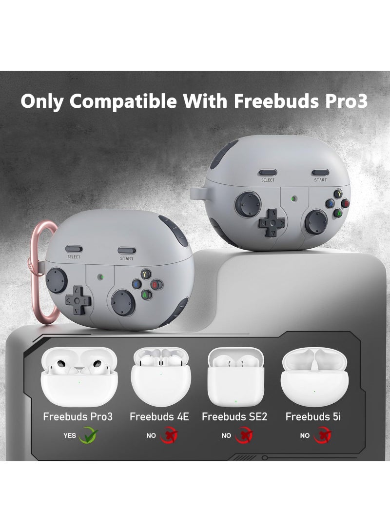 Compatible with Huawei Freebuds Pro 3 Case, 3D Game Console Design, Rugged Shockproof Soft Silicone Cover with Carabiner - Image 2