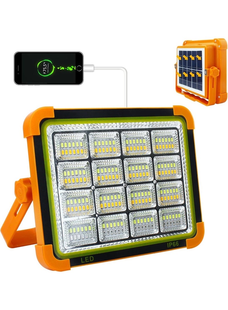 كشاف ضوئي محمول يعمل بالطاقة الشمسية وتقنية LED - مصباح عمل خارجي قابل لإعادة الشحن مزود بحامل قابل للتعديل، ومصباح LED عالي السطوع مناسب للتخييم وحالات الطوارئ والحدائق والاستخدام الخارجي. - Image 1