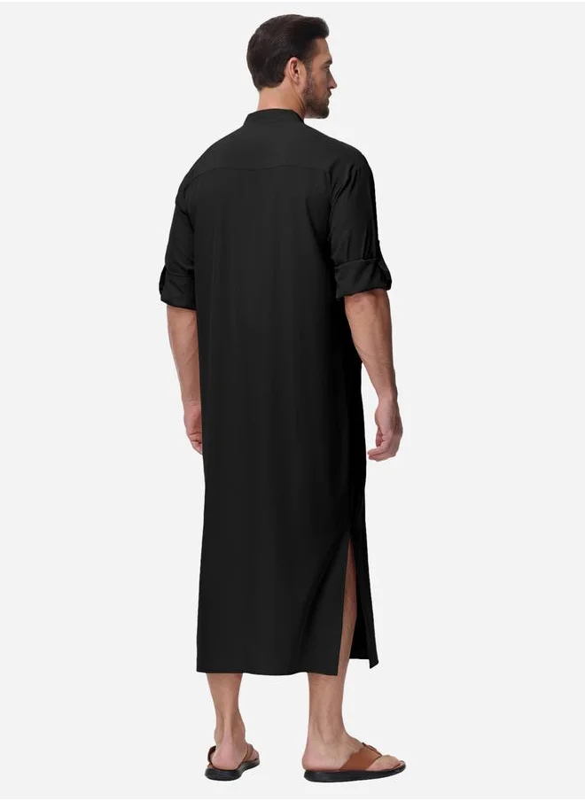 تايك تو Take Two Solid Drawstring Long Sleeve Pocket Detail Robe