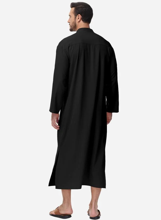 Take Two Take Two Solid Drawstring Long Sleeve Pocket Detail Robe