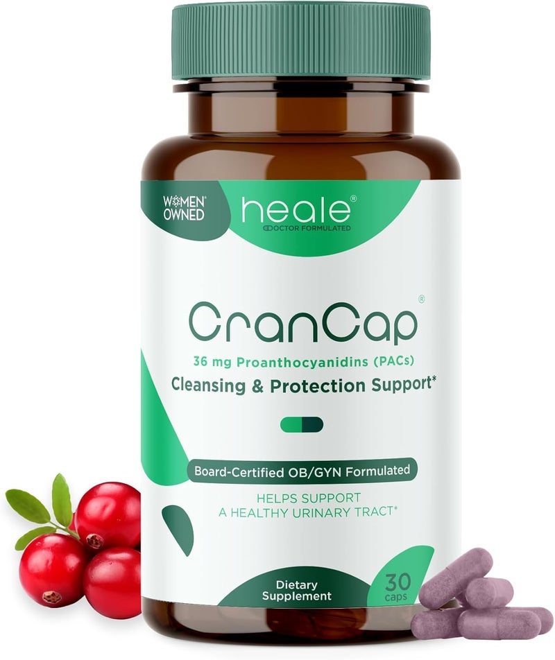 CranCap Cranberry Pills  Urinary Tract Health Cranberry Supplement  36mg of Potent PACs  Non GMO Vegan Gluten Free  by Heale  30 Capsules - Image 1