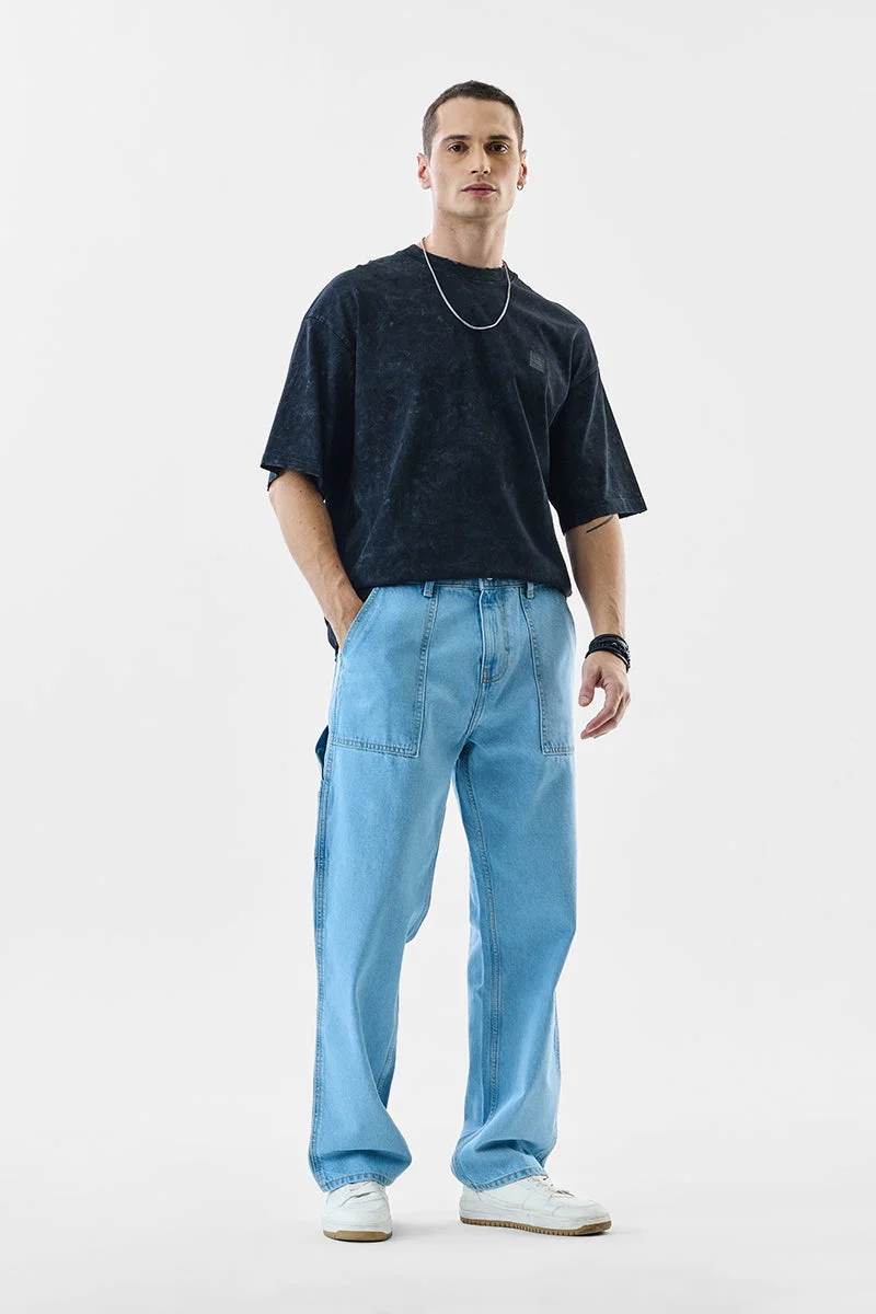 SNITCH Light Blue Solid Straight Fit Casual Jeans
