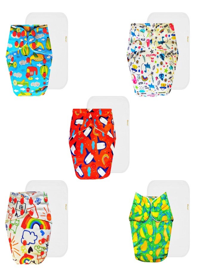 Dumbledo Premium Cloth Diaper with Cotton Insert (Pack of 5) | Snug Fit | Leakproof | Easy to Clean | Ideal for Toddlers | 3 Months - 3 Years | Unisex Baby - Image 1