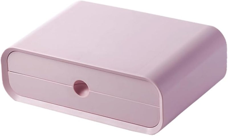 Pink Monitor Stand With Drawer Storage Desktop Organizer For Office And Makeup - Image 1