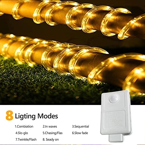 Jnaurb 100ft LED Rope Lights Outdoor, 720 LED Connectable and Flexible Tube Lights with 8 Modes, Waterproof LED Rope Lighting for Garden, Patio, Pool, Bedroom, Party, Indoor Outdoor Decoration (Warm White) - Image 3