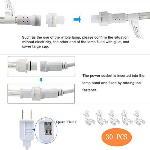 Jnaurb 100ft LED Rope Lights Outdoor, 720 LED Connectable and Flexible Tube Lights with 8 Modes, Waterproof LED Rope Lighting for Garden, Patio, Pool, Bedroom, Party, Indoor Outdoor Decoration (Warm White) - Image 5
