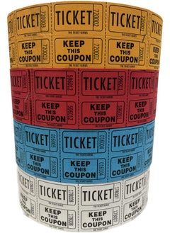The Ticket Gurus Ticket Guru-Raffle Tickets - (4 Rolls Of 2000 Double Tickets) 8,000 Total 50/50 Raffle Tickets (Choose Color Combo Below) (Red/Blue/White/Orange)  - Image 1