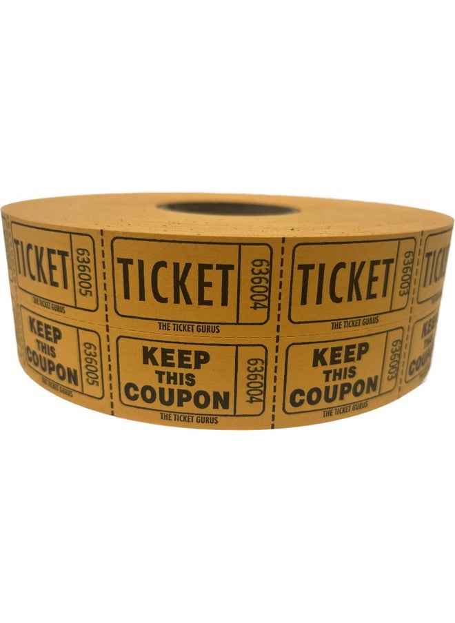 The Ticket Gurus - Ticket Guru-Raffle Tickets - (4 Rolls Of 2000 Double Tickets) 8,000 Total 50/50 Raffle Tickets (Choose Color Combo Below) (Red/Blue/White/Orange) - Image 1