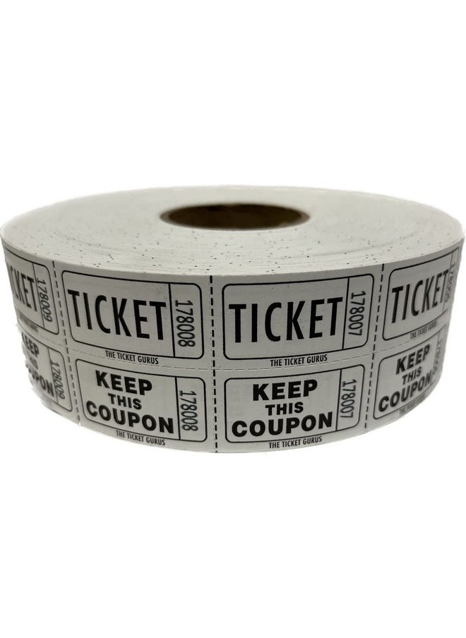 The Ticket Gurus - Ticket Guru-Raffle Tickets - (4 Rolls Of 2000 Double Tickets) 8,000 Total 50/50 Raffle Tickets (Choose Color Combo Below) (Red/Blue/White/Orange) - Image 1