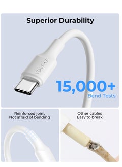 VOLTME 60W USB Type A to Type C Fast Charging Cable 2m (6.6ft), Durable Silicone, Compatible with iPhone 16/15/15 Pro/15 Plus/15 Pro Max, iPad Mini 6/Pro 2022, MacBook Air, Samsung Galaxy S25/S24/S23, and All Type C Enabled Devices - Tangle-Free, Supports High-Speed ​​Data Transfer - White  - Image 5