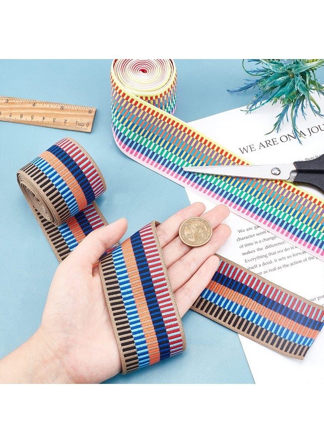 CHGCRAFT 4 Yards 2 Styles 2inch Wide Nylon Elastic Band Flat with Stripe Pattern Rubber Cord Band for Webbing Garment Sewing Accessories - Image 3