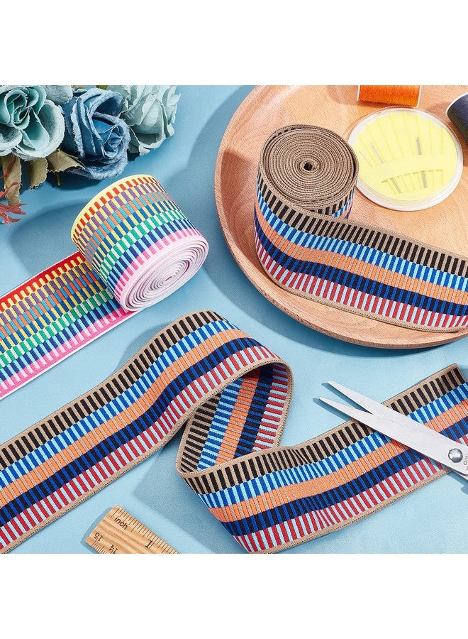 CHGCRAFT 4 Yards 2 Styles 2inch Wide Nylon Elastic Band Flat with Stripe Pattern Rubber Cord Band for Webbing Garment Sewing Accessories - Image 4