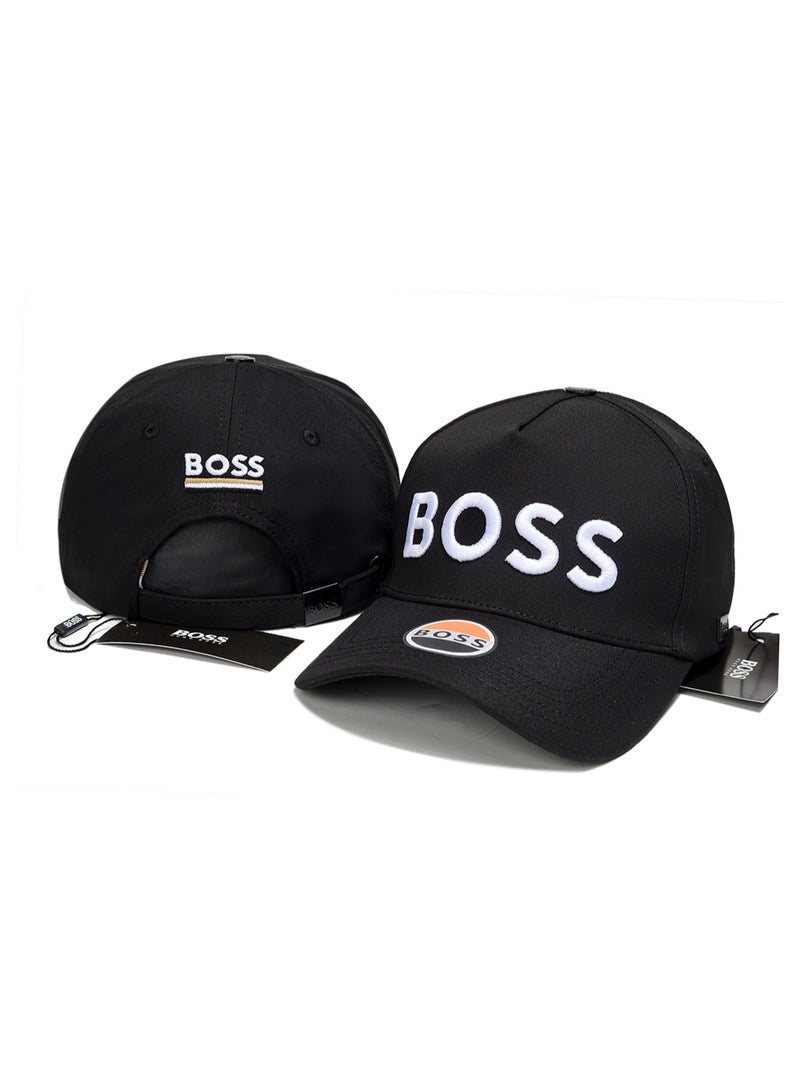 BOSS Black Baseball Cap with White Embroidered Logo