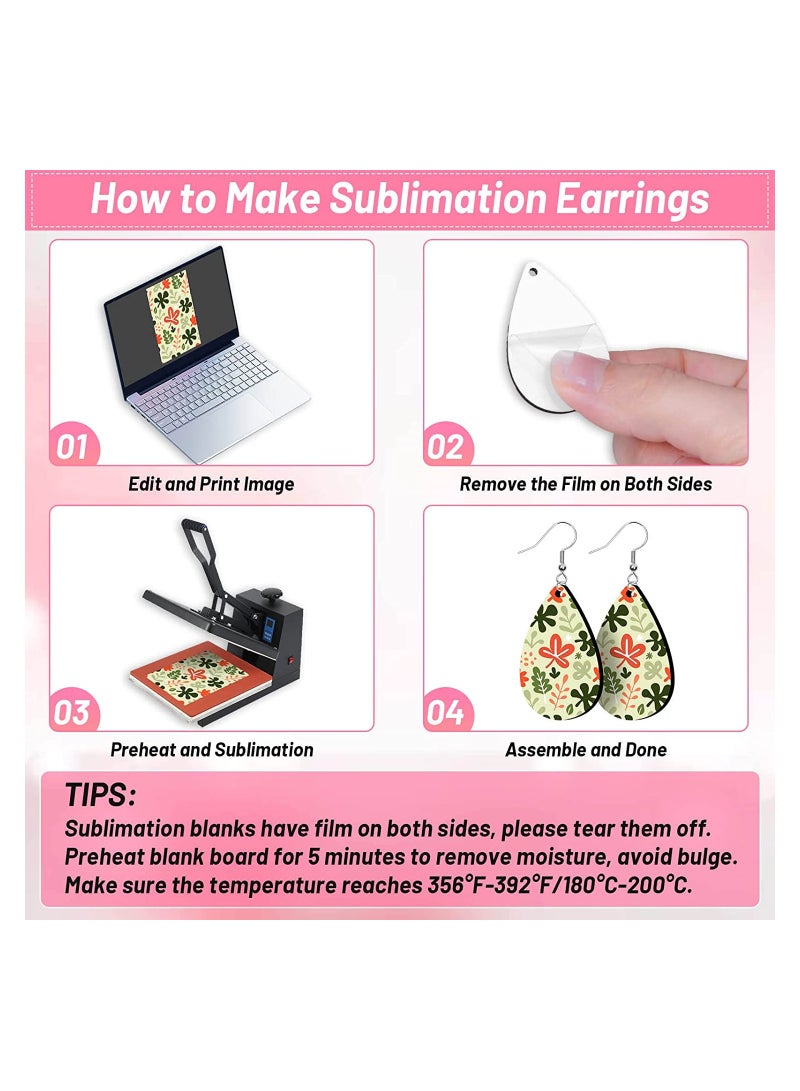 KASTWAVE Sublimation Blanks Products, 90pcs Sublimation Earring Blanks with Earring Hooks and Jump Rings for Women Girls DIY Earring Project Sublimation Accessories DIY Earring Project - Image 4