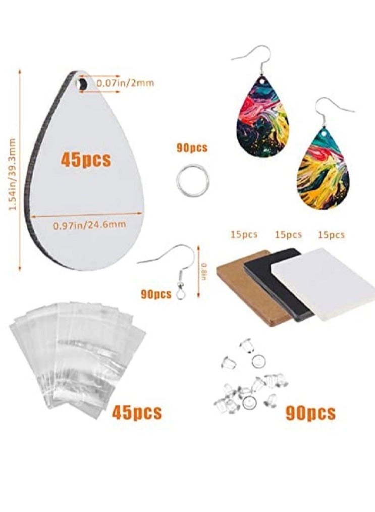 KASTWAVE Sublimation Blanks Products, 90pcs Sublimation Earring Blanks with Earring Hooks and Jump Rings for Women Girls DIY Earring Project Sublimation Accessories DIY Earring Project - Image 2