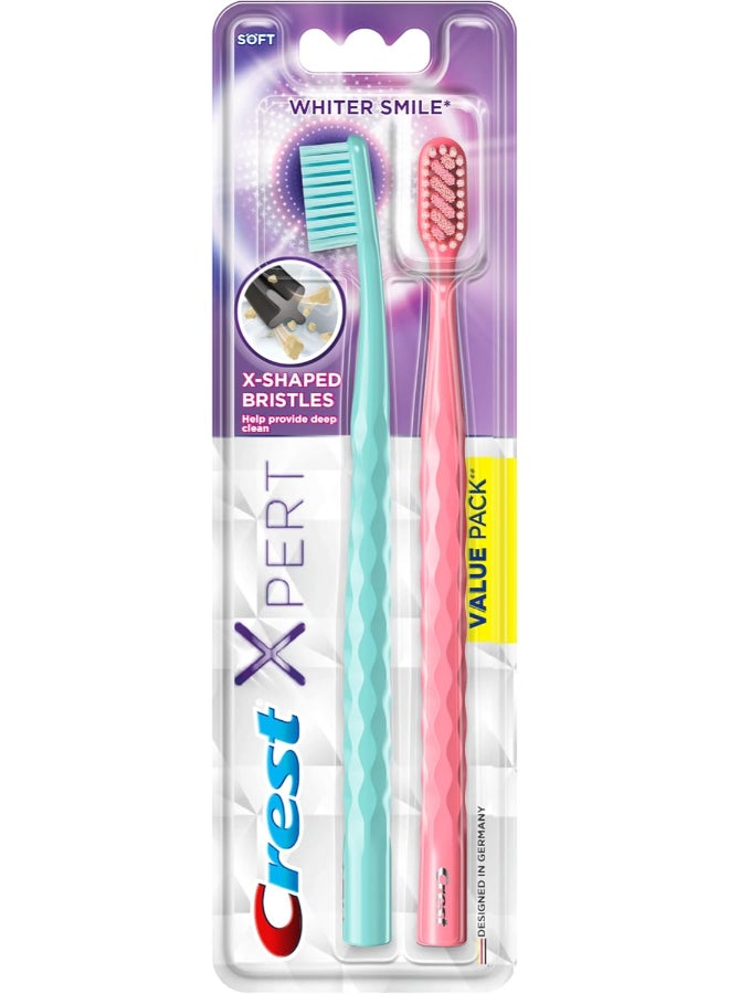 Crest Expert Manual Toothbrush, with X-Shaped Bristles, Soft, Value Pack, 2 Toothbrushes - white - Image 1