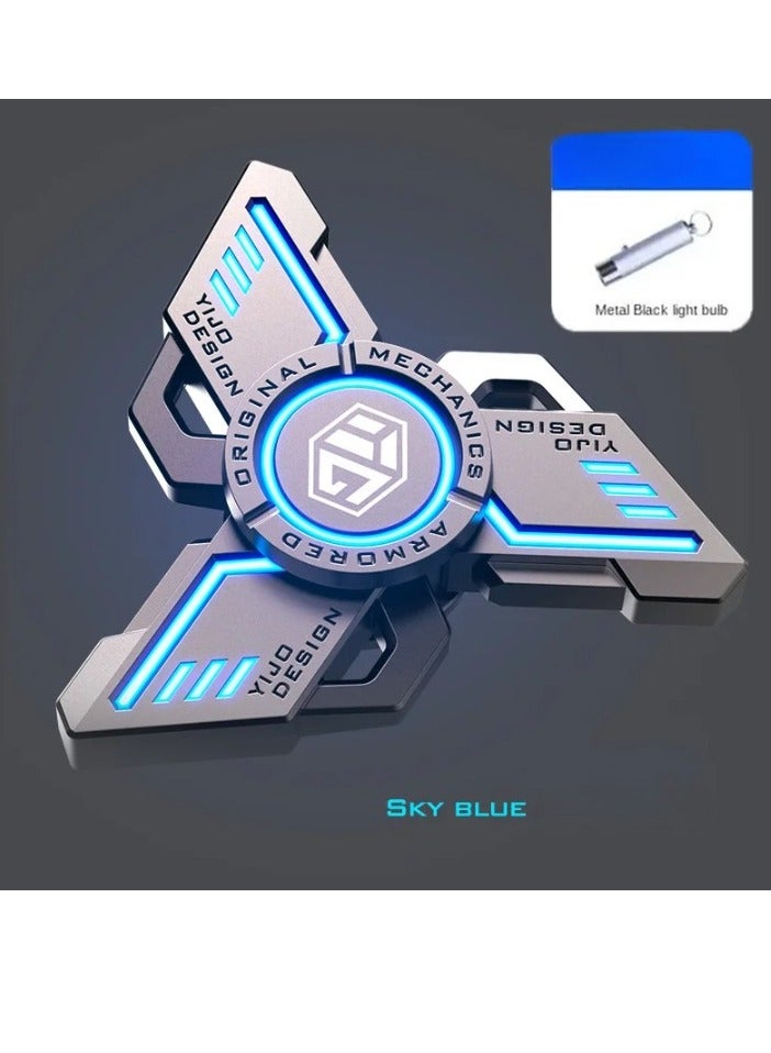 AROAQ Fidget Spinner, Anti Stress EDC Luminous Fidget Spinner, Durable And Portable Alloy Metal Hand Spinner Toy, Elegant Design Stress Anxiety ADHD Relief Fidget Toy For Adults And Kids, (Blue, Standard) - Image 1