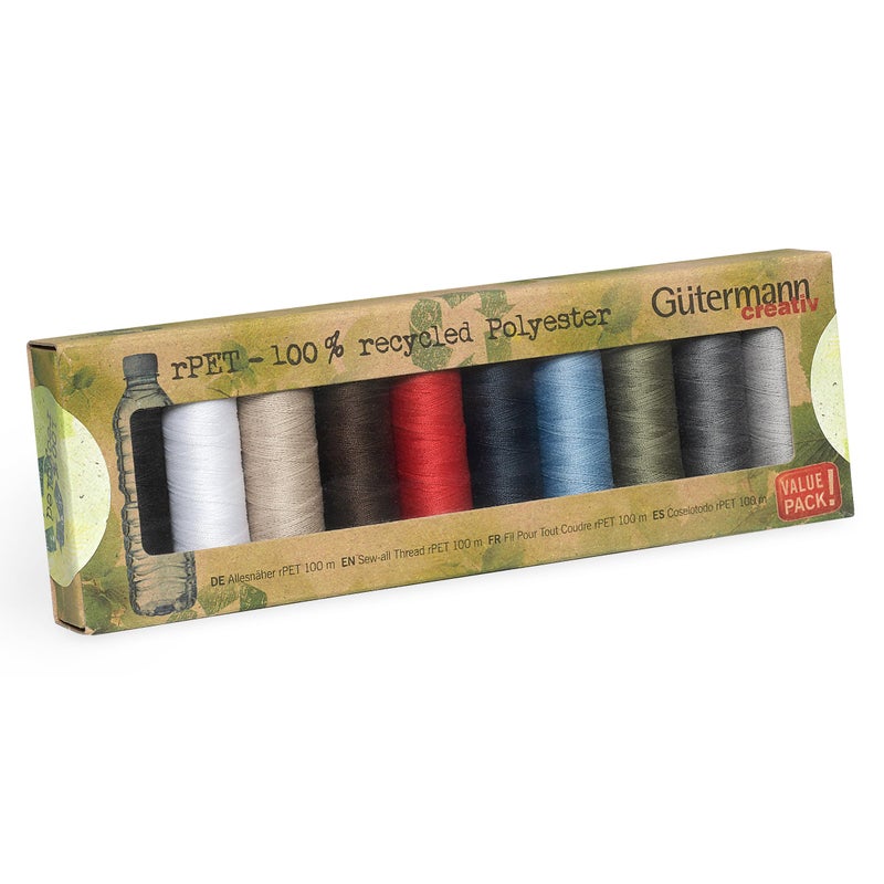 Gutermann 100 Recycled Polyester SewAll Thread 10010 Basic Coloured Reels One Size Multi