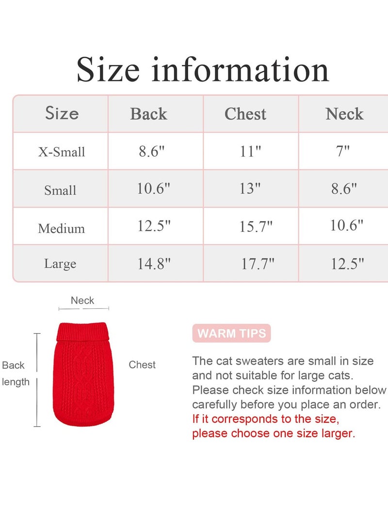 SYOSI Cats Knitted Sweaters, Cat Sweater Turtleneck Knitted Sleeveless Cat Clothes Warm Winter Kitten Clothes Outfits for Cats or Small Dogs in Cold Season (Red L) - Image 5