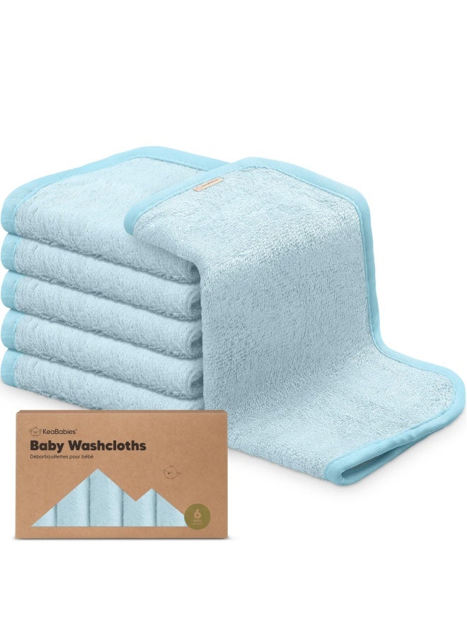KeaBabies Bravo Blue Baby Washcloth Bamboo Washcloths Towel Soft Organic Baby Washcloth Face Towel For Baby Adult And Infant Baby Towels Bravo Blue - Image 1