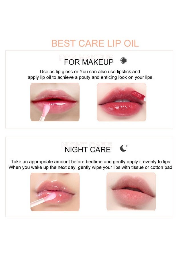 Bowitzki Color Changing Hydrating Lip Oil Lip Gloss Glow Transparent Toot Tinted Nourishing Long Lasting Lip Balm Blue Lotus Extract Repairing Lightening Lip Lines (Cherry)  - Image 5