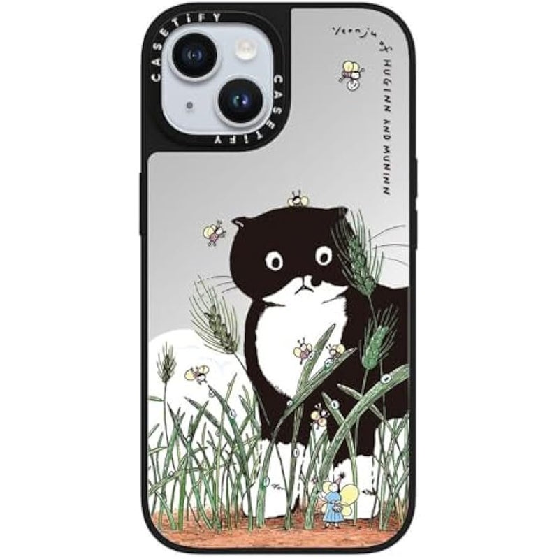 Casetify Mirror iPhone 15 Case 【Reflective / 4.9ft Drop Protection/Compatible with Magsafe】 - MODAERI's Summer - Silver on Black - Image 4