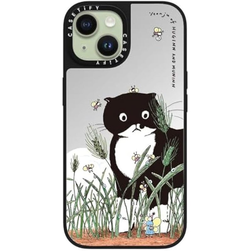 Casetify Mirror iPhone 15 Case 【Reflective / 4.9ft Drop Protection/Compatible with Magsafe】 - MODAERI's Summer - Silver on Black - Image 3