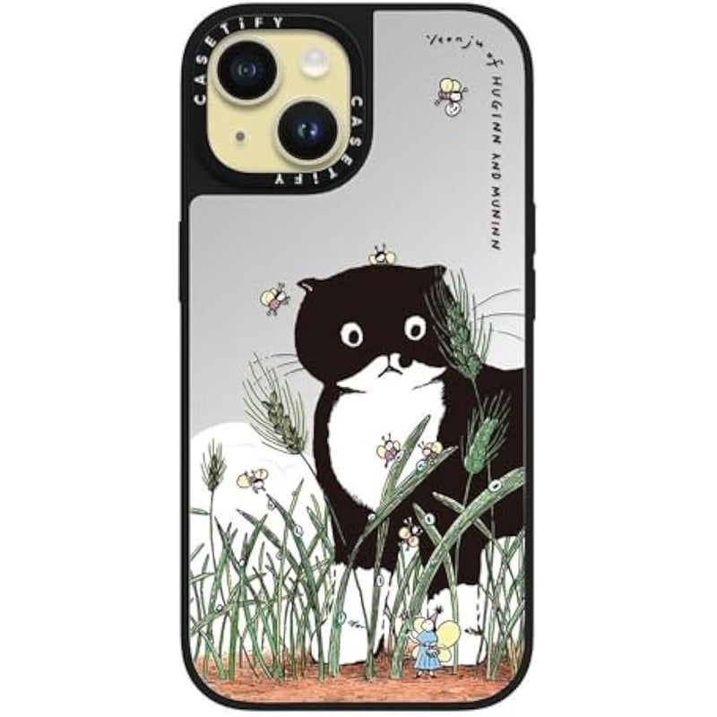 Casetify Mirror iPhone 15 Case 【Reflective / 4.9ft Drop Protection/Compatible with Magsafe】 - MODAERI's Summer - Silver on Black - Image 2